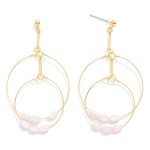Wholesale linked Metal Hoop Drop Earrings Bead Details L