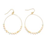 Wholesale metal Wire Hoop Drop Earrings Marbled Metal Beads L