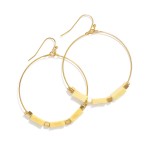 Wholesale metal Hoop Drop Earrings Wooden Rectangle Beads L