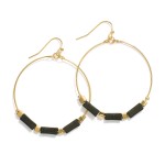 Wholesale metal Hoop Drop Earrings Wooden Rectangle Beads L