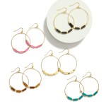 Wholesale metal Hoop Drop Earrings Wooden Rectangle Beads L