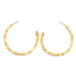 Wholesale wooden Square Beaded Hoop Earrings D