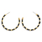 Wholesale wooden Square Beaded Hoop Earrings D