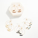 Wholesale simple Wire Hoop Drop Earrings Square Wood Beads Wood Bead Inner Teard