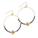 Wholesale beaded Hoop Drop Earrings Metal Clover Accent L