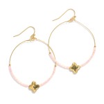 Wholesale beaded Hoop Drop Earrings Metal Clover Accent L