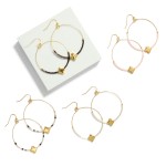 Wholesale beaded Hoop Drop Earrings Metal Clover Accent L