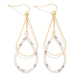 Wholesale layered Teardrop Hoop Beaded Wire Teardrop Drop Earrings L