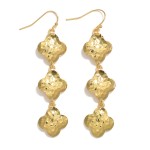 Wholesale linked Hammered Metal Clover Drop Earrings L