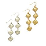 Wholesale linked Hammered Metal Clover Drop Earrings L