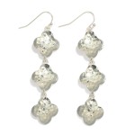 Wholesale linked Hammered Metal Clover Drop Earrings L
