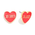 Wholesale xOXO Enamel Heart Stud Earrings L