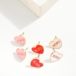 Wholesale xOXO Enamel Heart Stud Earrings L