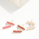 Wholesale xOXO Enamel Heart Stud Earrings L