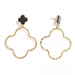 Wholesale linked Acetate Hammered Metal Clover Drop Earrings L