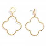 Wholesale linked Acetate Hammered Metal Clover Drop Earrings L
