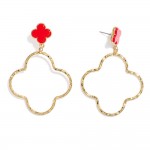 Wholesale linked Acetate Hammered Metal Clover Drop Earrings L