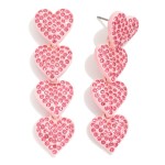 Wholesale linked Painted Metal Pave Rhinestone Hearts Post Drop Earrings L