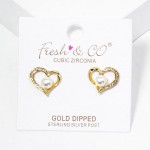 Hollow Metal Tone Heart Stud Earrings Featuring Pearl & Cubic Zirconia Details

- Gold Dipped
- Approximately .5" L