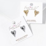 Wholesale metal Heart Stud Earrings Cubic Zirconia Accents Gold Dipped L