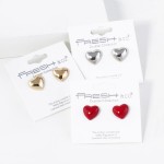 Wholesale puffy Heart Stud Earrings L