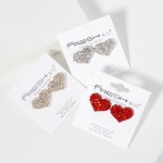 Wholesale pave Rhinestone Puffy Heart Stud Earrings L