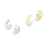 Wholesale hallow Metal Moon Stud Earrings Stars L