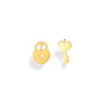 Metal Tone Lock And Key Stud Earrings

- Approximately .25" L