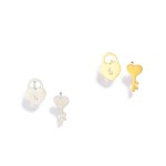 Wholesale metal Lock Key Stud Earrings L