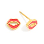 Enamel Lip Stud Earring 

- Approximately .5" L