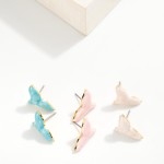 Wholesale marbled Glitter Enamel Whale Tale Stud Earrings L