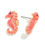 Wholesale glitter Enamel Sea Horse Large Stud Earrings L
