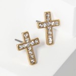 Wholesale rhinestone Studded Cross Drop Earrings L
