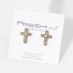 Wholesale rhinestone Studded Cross Drop Earrings L