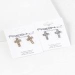 Wholesale rhinestone Studded Cross Drop Earrings L