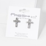 Wholesale rhinestone Studded Cross Drop Earrings L