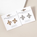 Wholesale enamel Fleur De Lis Post Drop Earrings Rhinestone Accents L