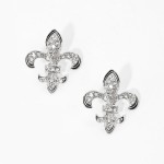Wholesale enamel Fleur De Lis Post Drop Earrings Rhinestone Accents L