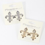 Wholesale enamel Fleur De Lis Post Drop Earrings Rhinestone Accents L