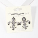 Wholesale enamel Fleur De Lis Post Drop Earrings Rhinestone Accents L