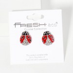 Wholesale rhinestone Studded Lady Bug Stud Earrings L