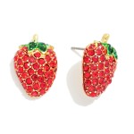 Pave Rhinestone Strawberry Stud Earrings 

- Approximately .75" L