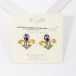 Wholesale enamel Fleur De Lis Stud Earrings L