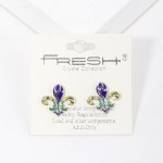 Wholesale enamel Fleur De Lis Stud Earrings L
