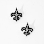 Wholesale enamel Fleur De Lis Post Drop Earrings Rhinestone Textured Metal Accen