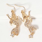 Wholesale metal Mermaid Drop Earrings Rhinestone Accents L