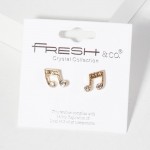 Wholesale rhinestone Studded Music Note Stud Earrings L