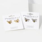 Wholesale metal Bubble Bee Stud Earrings Rhinestone Accents L