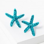 Wholesale rhinestone Studded Starfish Stud Earrings L