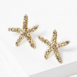 Wholesale rhinestone Studded Starfish Stud Earrings L